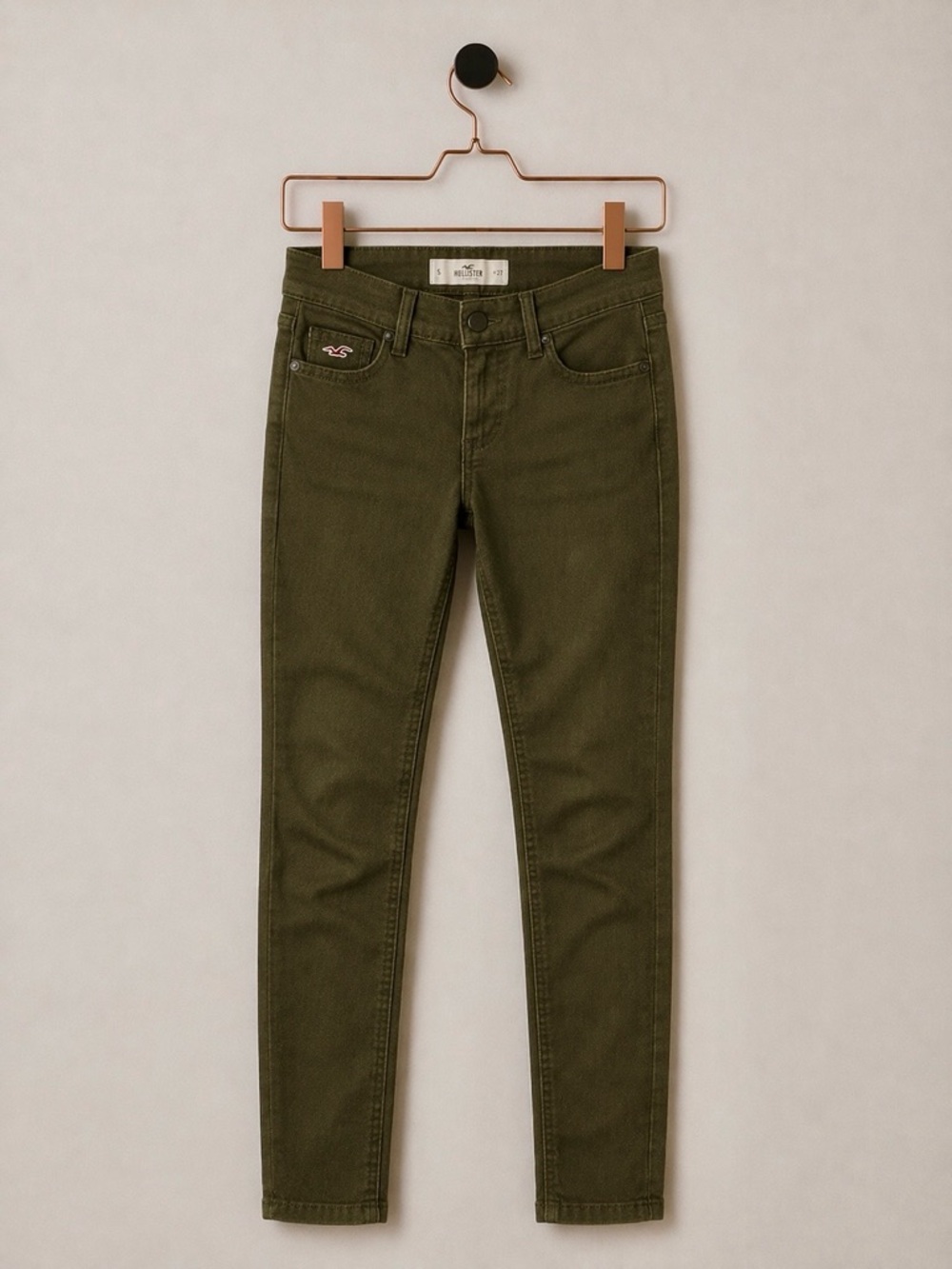 Hollister Olive Green Skinny Jeans Size 27 Mid Rise Y2K Stretch Denim